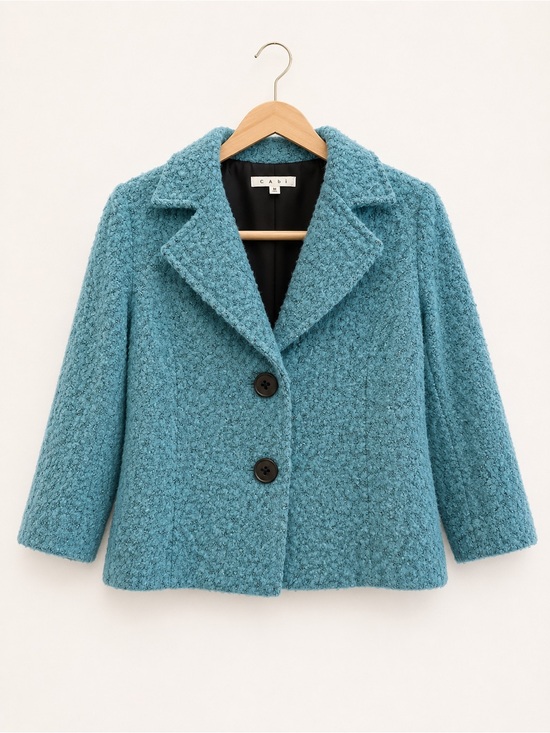 CAbi Jackets & Blazers - Cabi Bouclé Textured Jacket Coat Blue Teal Size 6